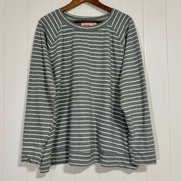 EVRI Striped Grey/Green Long Sleeve Top size 2X - Picture 1 of 5